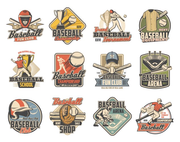 baseball ball bat player and trophy sport icons vector image