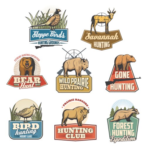 hunting sport isolated icons vector image