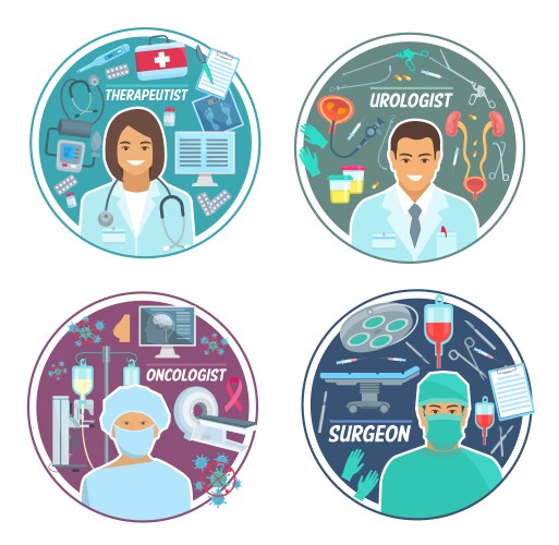 Urologist oncologist surgeon medical icons vector image