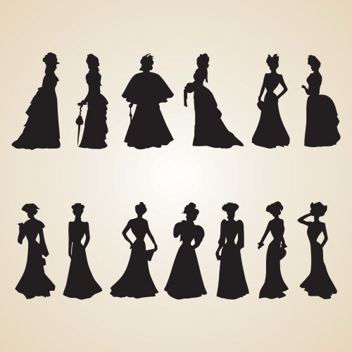 Victorian women silhouettes vector image