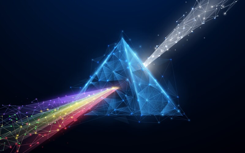 Prism light spectrum 3d triangle shape vector image