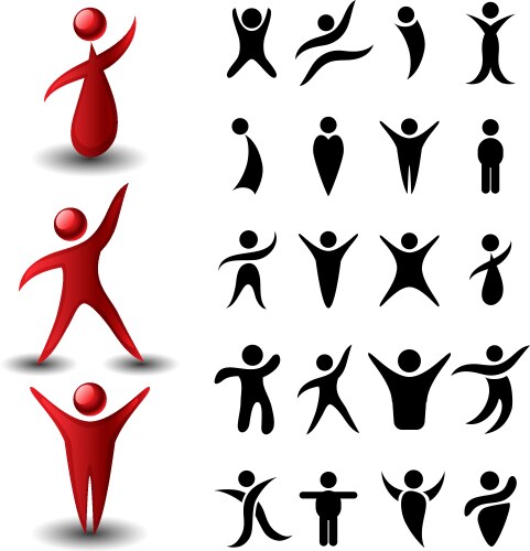 Abstract people symbol set vector image