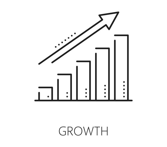 Finance data analytics growth analysis line icon vector image