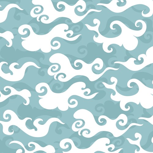 Abstract white cloud batik pattern vector image