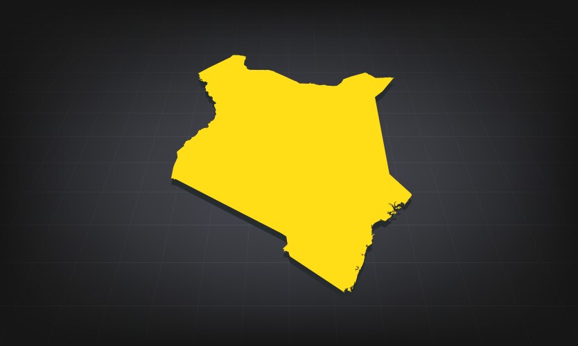 Yellow 3d map of kenya on a dark background vector image