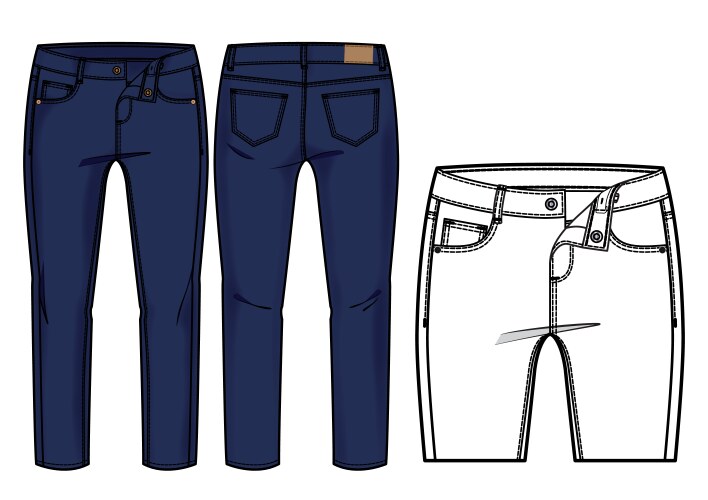 Front and back view of pants vector image