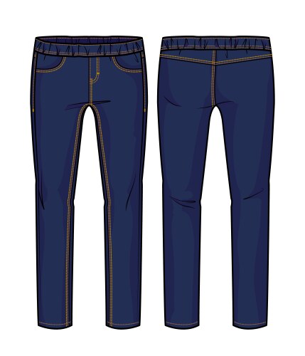 Denim pants with elastic band vector image