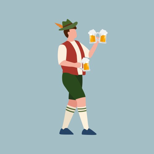 Waiter wearing traditional oktoberfest costume vector image