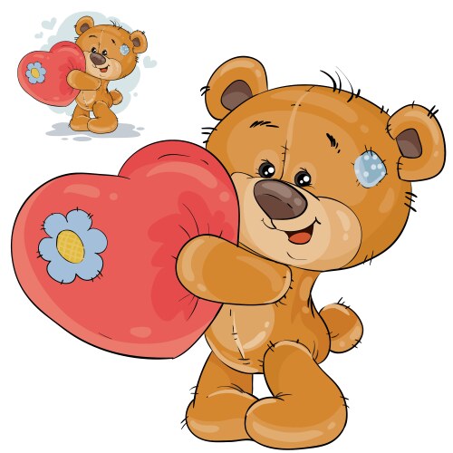 Teddy bear holding a red heart in his paws vector image