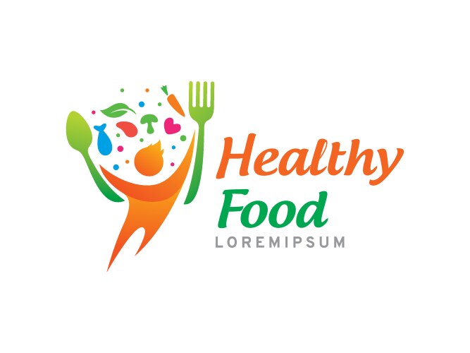 Healthy food and people logo symbol or icon templa vector image