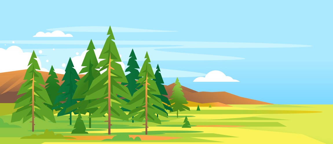 Spruce forest mountain landscape background vector image