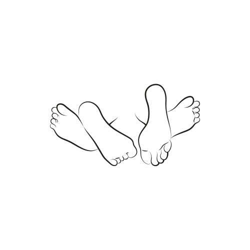 close up of four feet in a bed simple black icon vector image