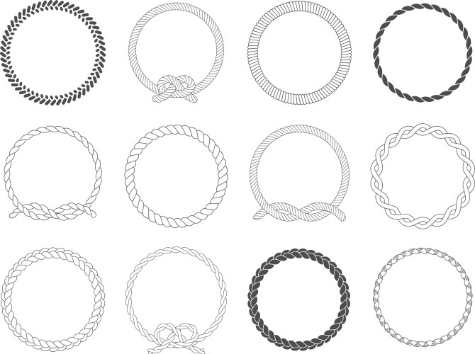 Round rope frame circle ropes rounded border vector image