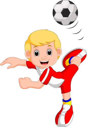 Boy cartoon playing football vector image