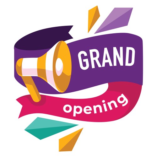 Grand opening soon banner with megaphone vector image