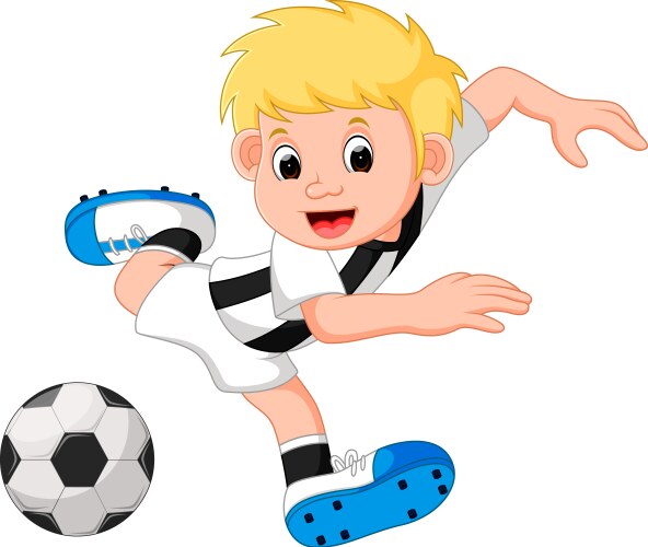 Boy cartoon playing football vector image