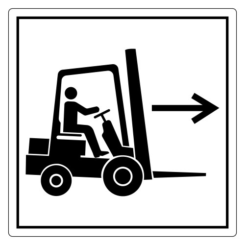 Forklift operator sign with directional arrow vector image