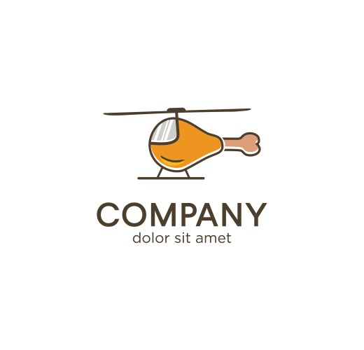 Chicken thigh combination helicopter logo unique vector image