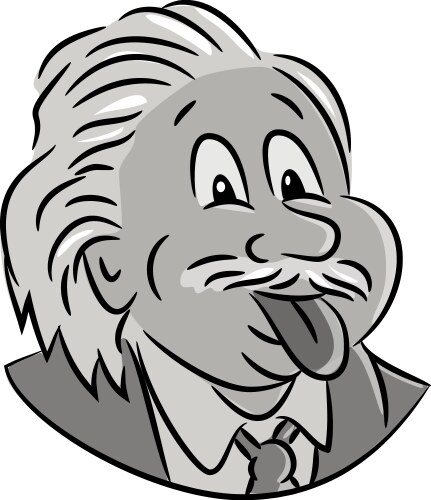 Albert einstein sticking tongue out cartoon vector image