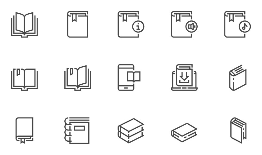 book flat line icons set vector image