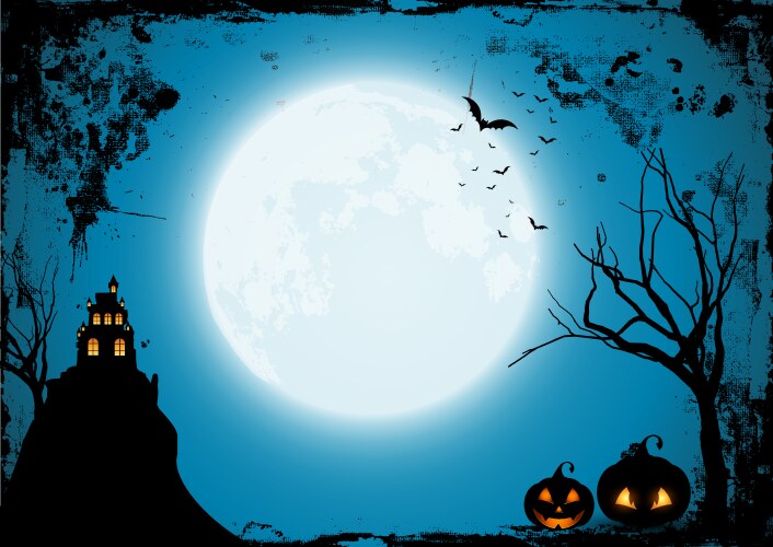 Grunge halloween background with pumpkins vector image