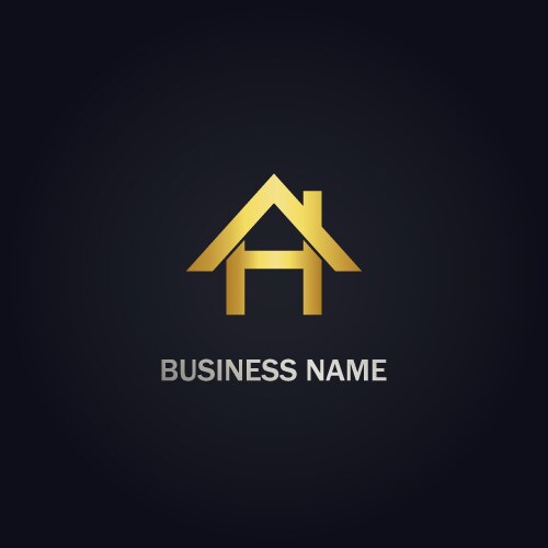 Home h initial gold logo vector image