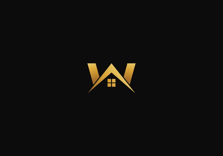 Logo letter w and house or home real estate vector image