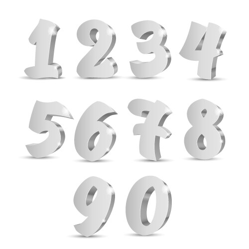 Silver old 3d numbers vector image