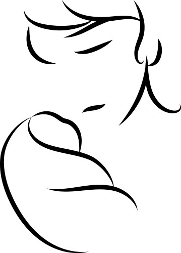 Mother and baby stylized symbol mom hugs her vector image