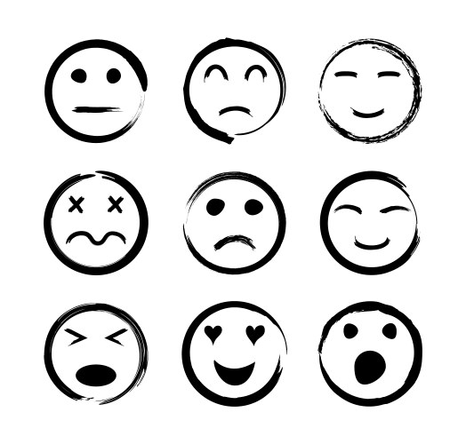 Face icons emoticon with emotions happy sad vector image