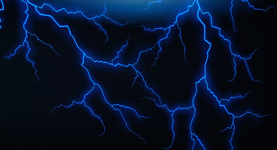 Dark sky with blue lightenings vector image