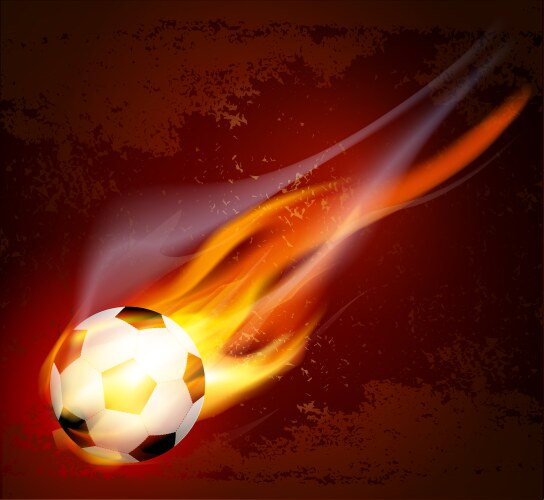 Flying flaming soccer ball vector image