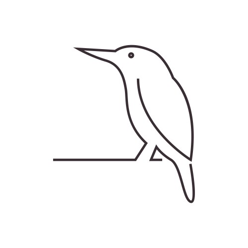 Kingfisher line art icon logo vector image