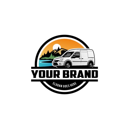 Small delivery camper van car logo vector image