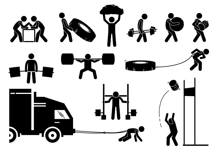 Strength athletics strongman competition icons vector image