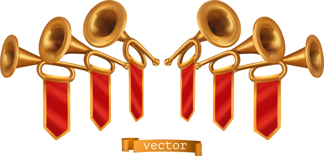 Gold fanfare 3d realistic icon vector image