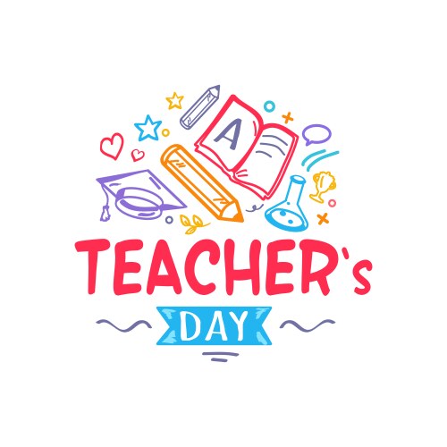 teacher s day colorful logo vector image