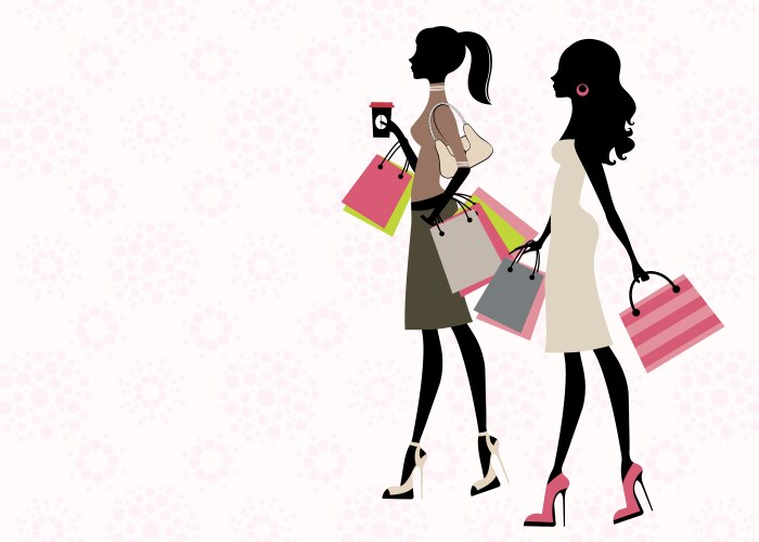 Two women shopping vector image