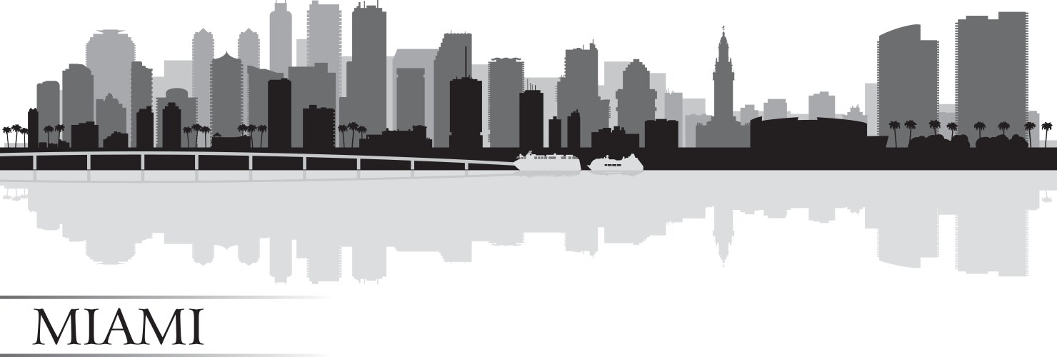 miami city skyline silhouette background vector image