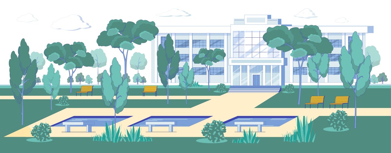 Architecture university building and campus park vector image