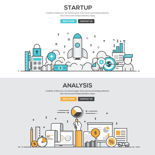 Flat design line concept start up analysis vector image