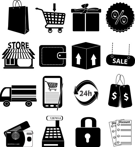 Online shopping icons set vector image