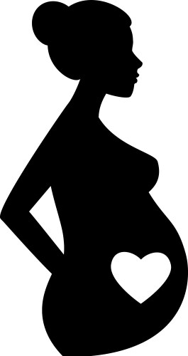 Beautiful pregnant woman silhouette isolated vector image