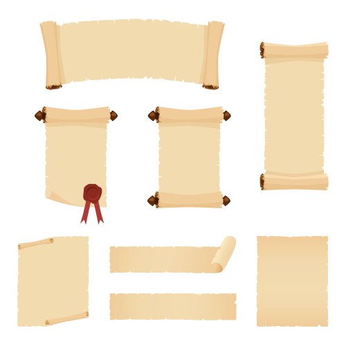 parchment scrolls and sheets of old paper vector image