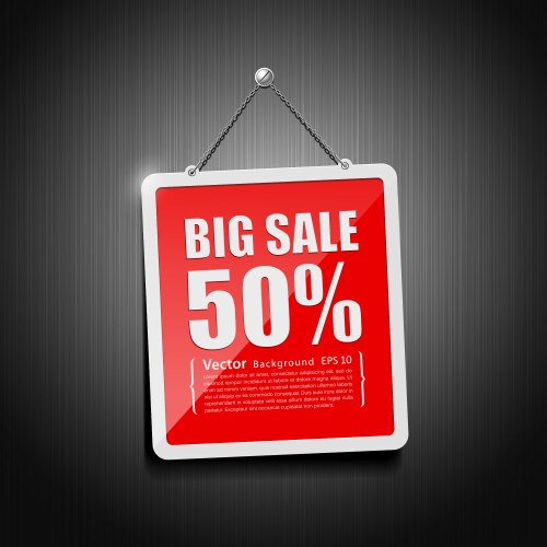 Sale signs hanging with chain vector image