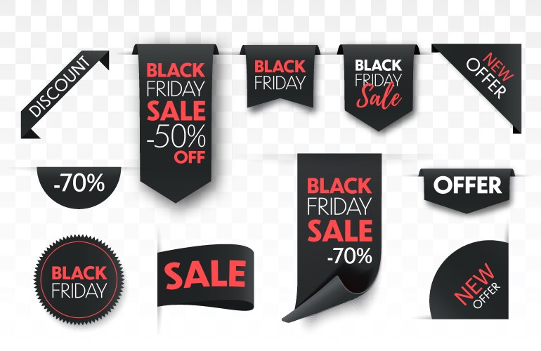 Black friday sale ribbon banners vector image