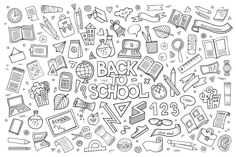 School and education doodles hand drawn vector image