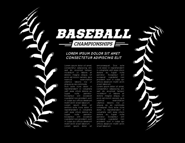 baseball ball text frame on black background vector image