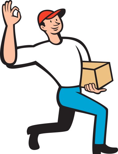 Delivery courier deliver package cartoon vector image