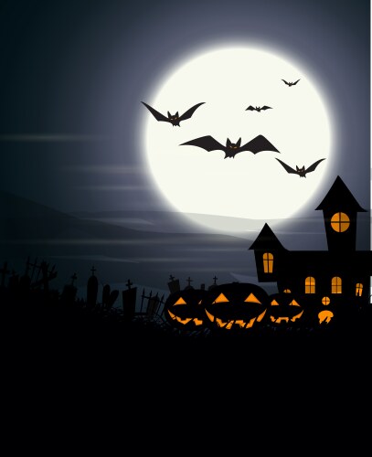 Halloween background with haunted house and scary vector image